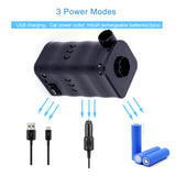 USB charging: Car power ourlet; Inbuilt rechargeable batteries(3pcs))